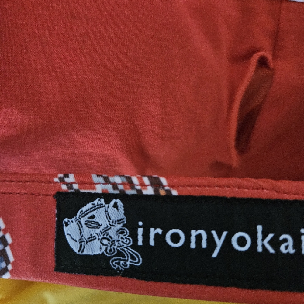 Ironyokai Pixel Yokai Print Red Sports Bra - image 3